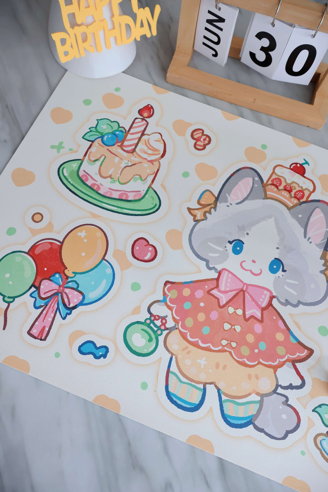 This photo showcase our birthday collection  pet food mat in yellow.