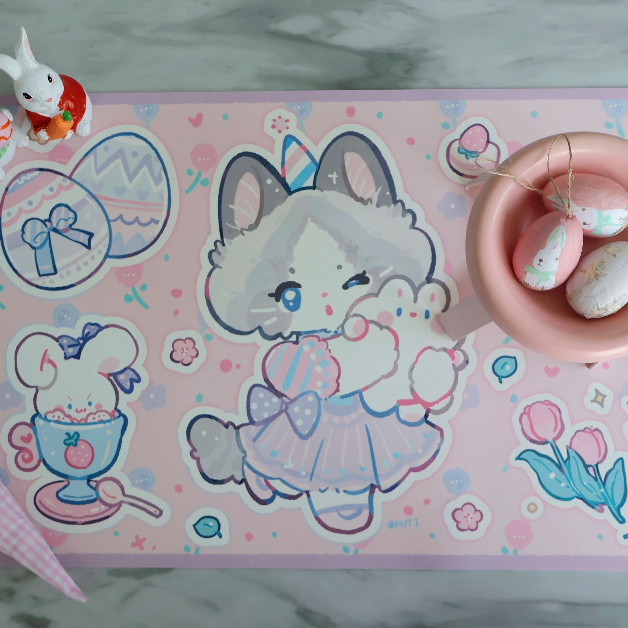 Pet Spring Placemat/ Foodmat Pink